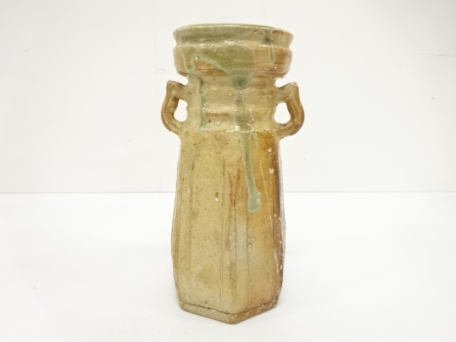  信楽焼　上田直方造　耳付花入